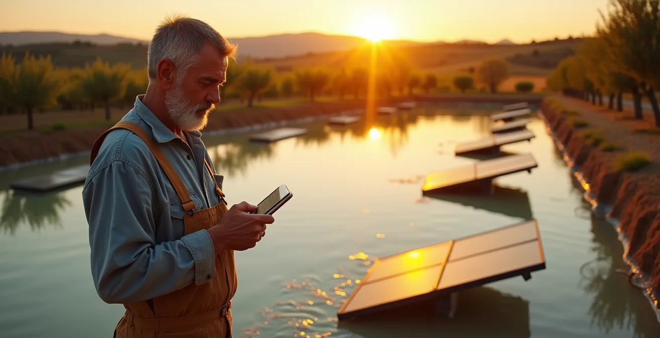 Invaso aziendale con pannelli solari galleggianti per irrigazione estiva
