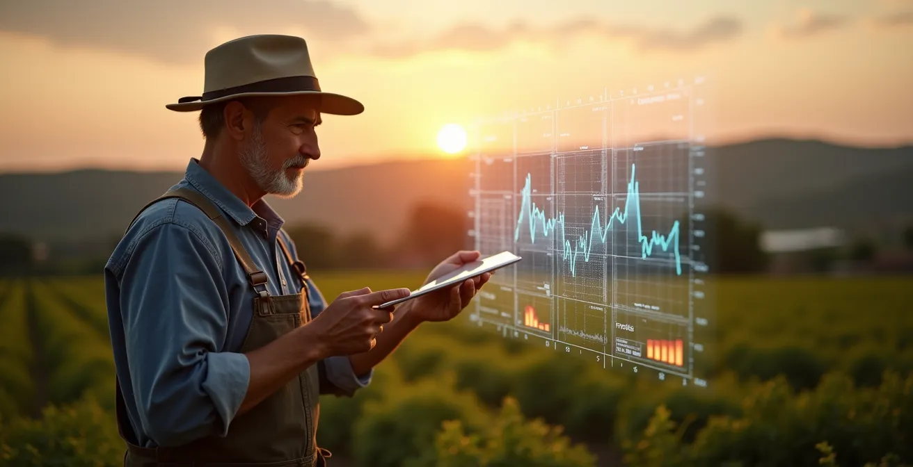 Cruscotto di monitoraggio KPI sostenibilità per azienda agricola moderna